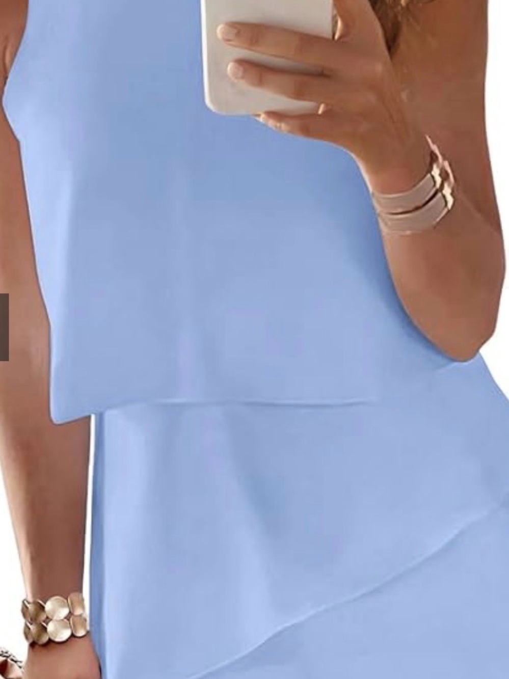 Light Blue Layered Sleeveless Dress